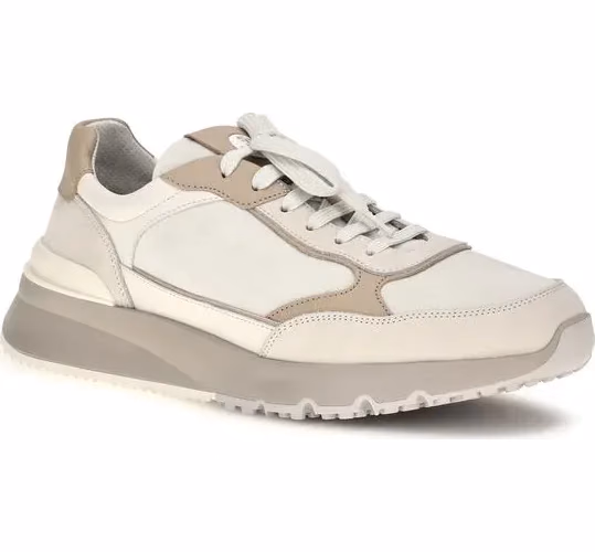 Brunello Cucinelli Beige Calf Leather Bos Taurus Low Top Sneakers