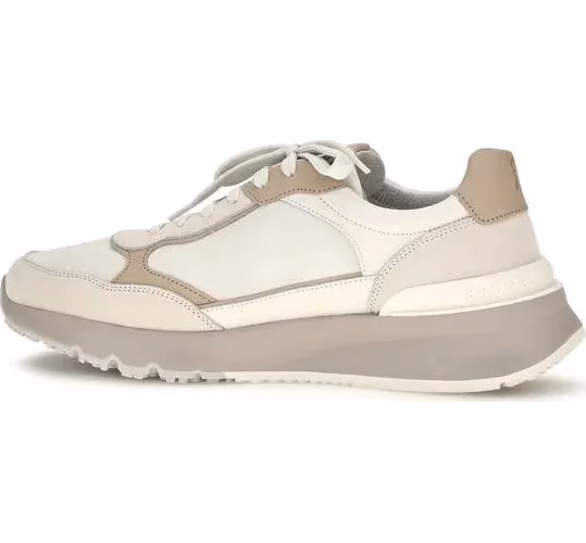 Brunello Cucinelli Beige Calf Leather Bos Taurus Low Top Sneakers