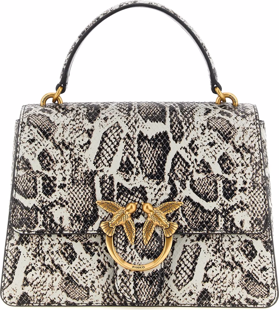 PINKO Gray Calfskin Handbag