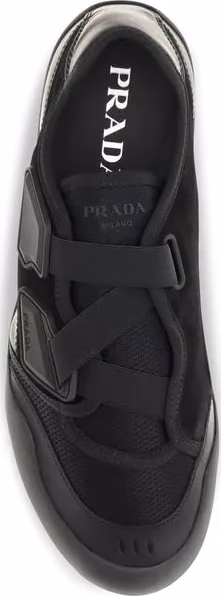 Prada Black Calf Leather Bos Taurus Athletic Sneakers