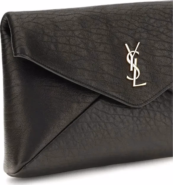 Saint Laurent Black Lamb Ovis Aries Aries Clutch Bag