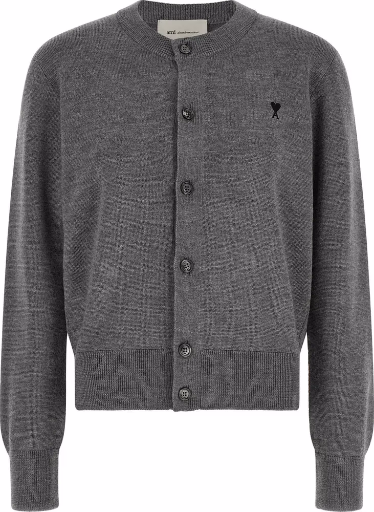 Ami Paris Gray Wool Cardigan