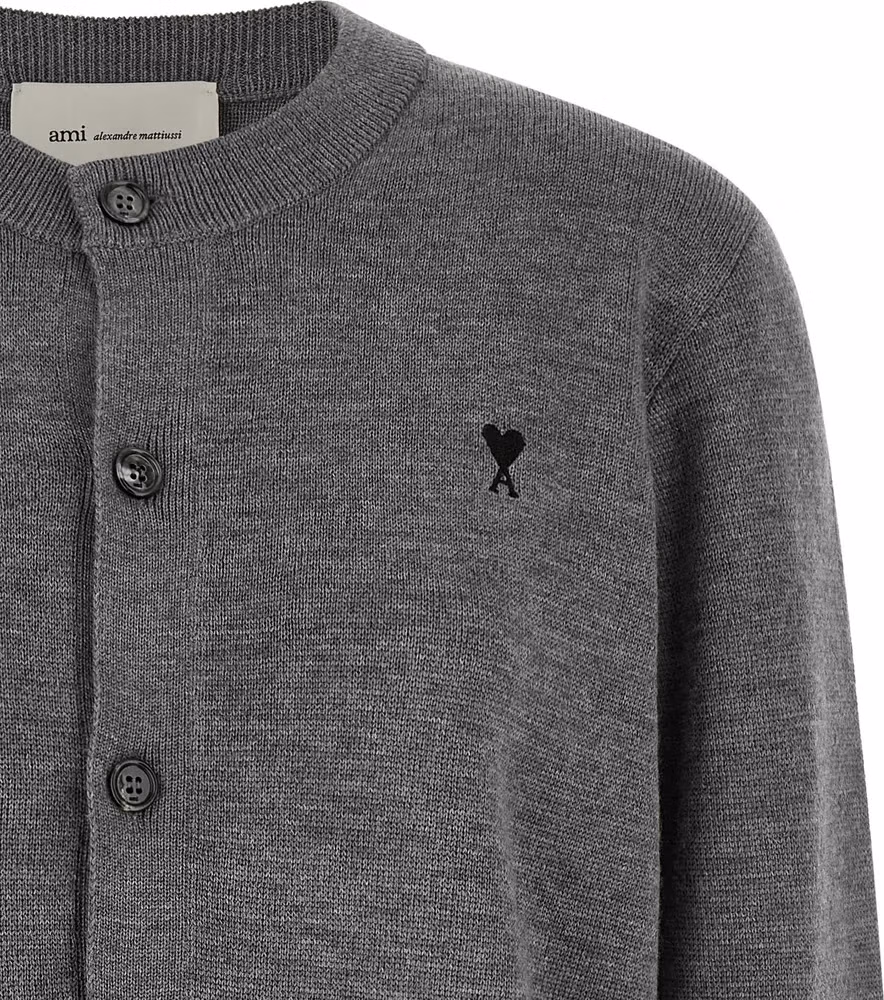Ami Paris Gray Wool Cardigan