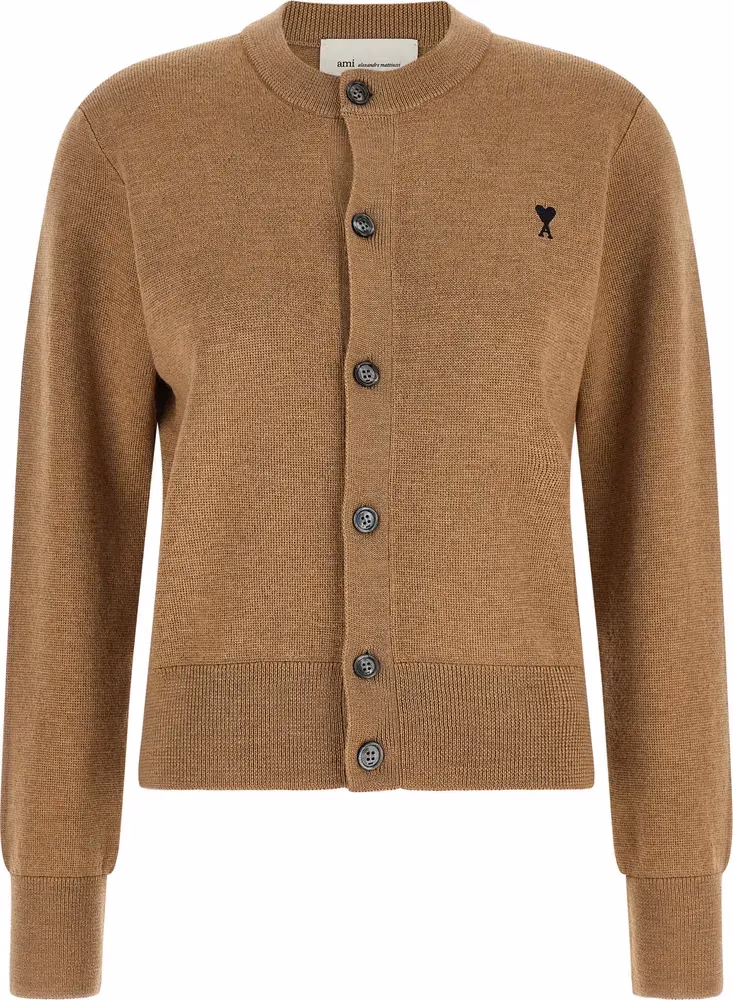 Ami Paris Beige Wool Cardigan