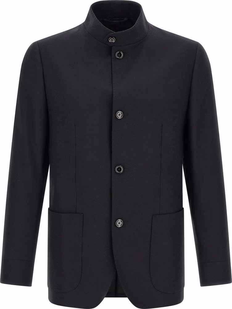 Lardini Black Cashmere Full-Length Jacket