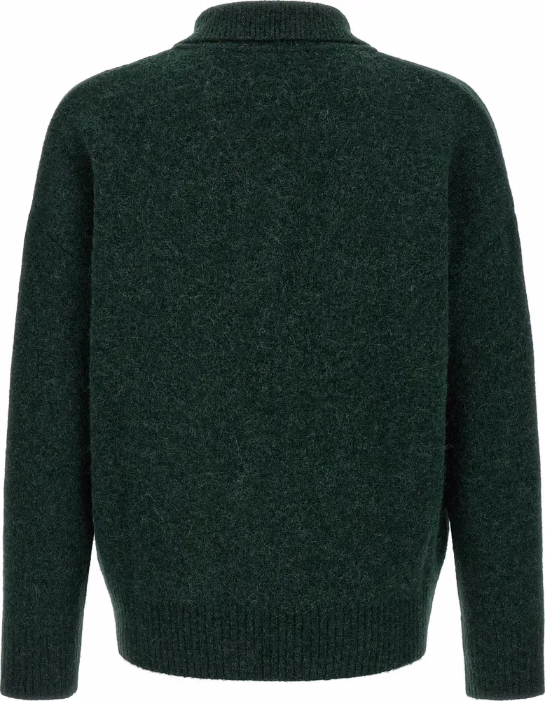 Ami Paris Bicolor Alpaca Leather Polo Shirt