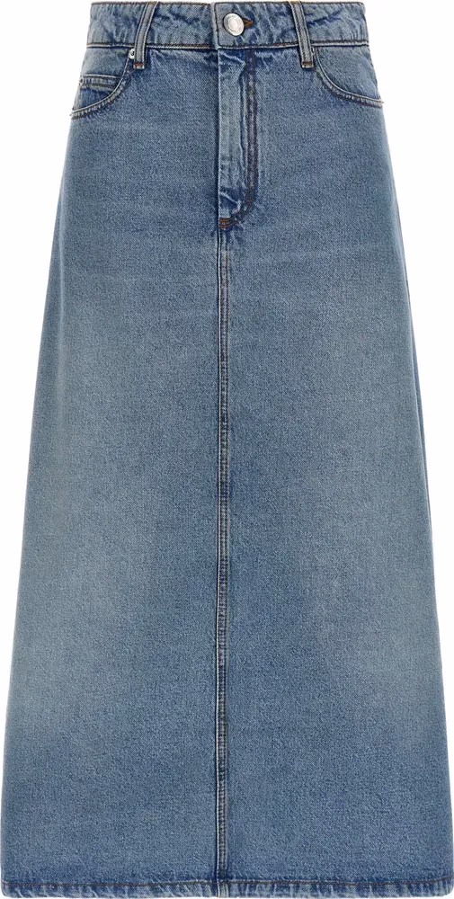 Ami Paris Blue Cotton Midi Skirt
