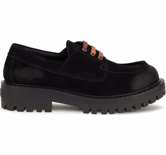 Prada Black Suede Leather Slip-On Loafers