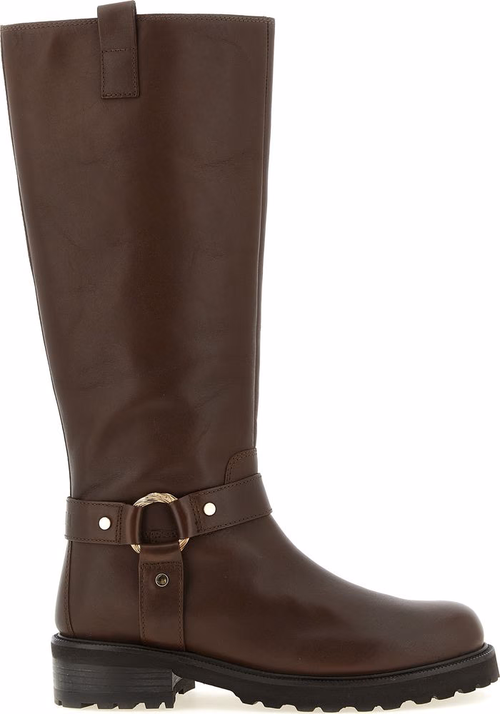 Twinset Brown Leather Over The Knee