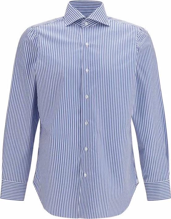 Finamore Blue Cotton Shirt