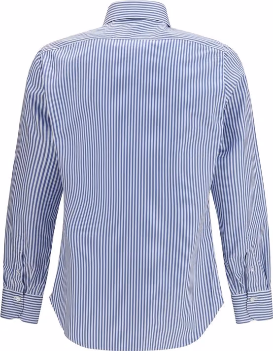 Finamore Blue Cotton Shirt