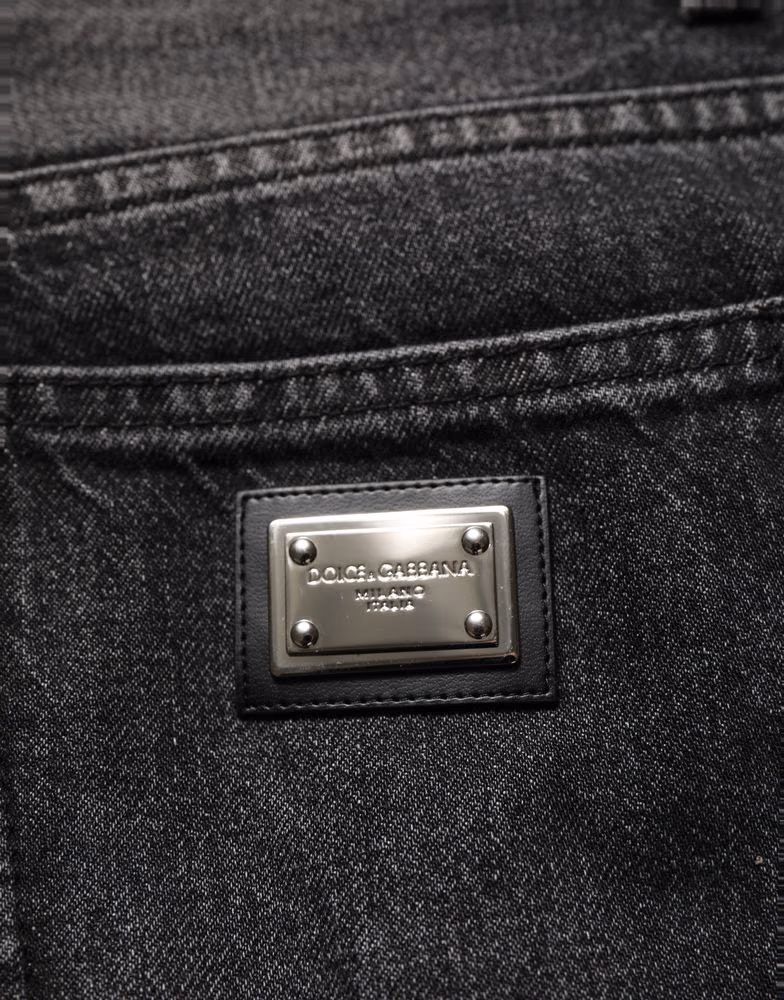 Dolce & Gabbana Black Cotton Stretch Straight Denim Jeans