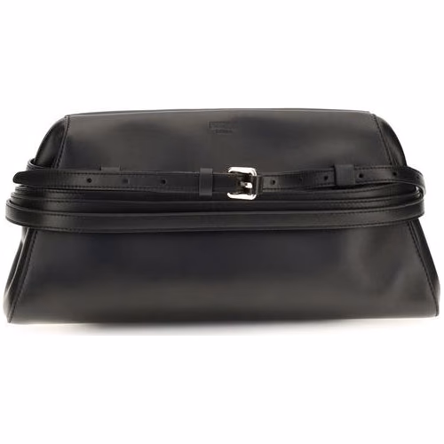 Moschino Black Goatskin Clutch Bag