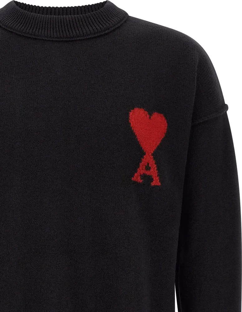 Ami Paris Black Wool Cardigan