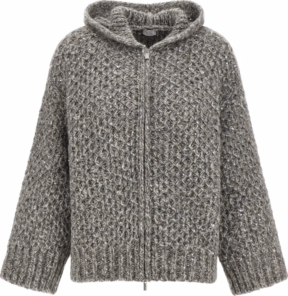 Peserico Gray Wool Cardigan