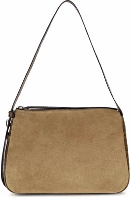 Beige Suede Leather Shoulder Bag