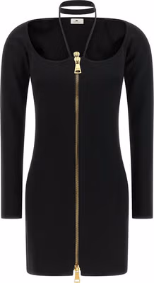 Black Viscose Short Dress