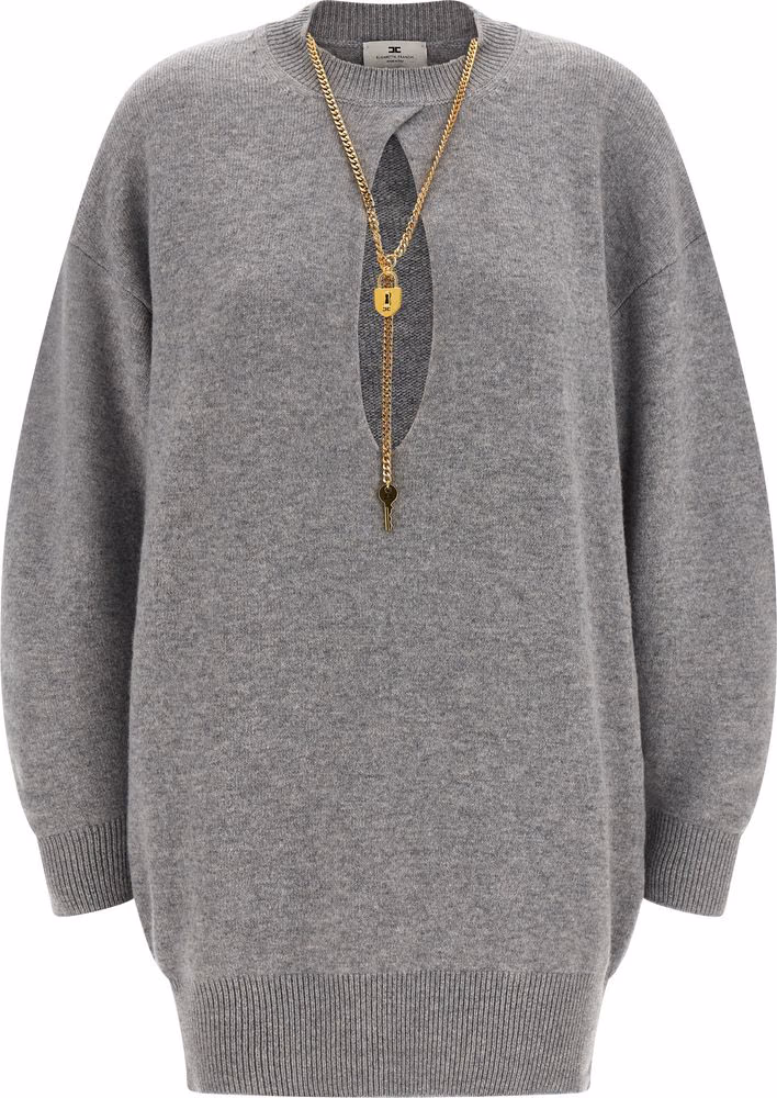 Elisabetta Franchi Gray Wool Short Dress