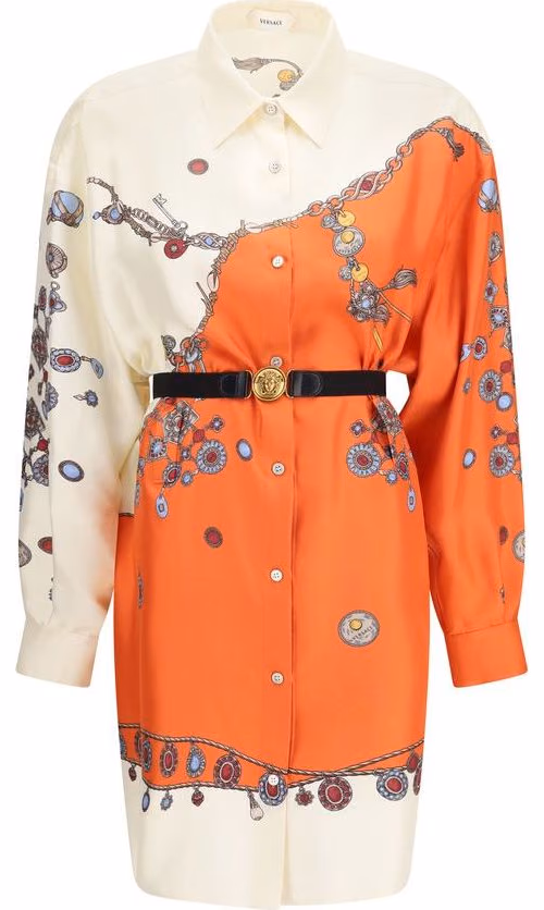 Versace Orange Silk Casual Dress