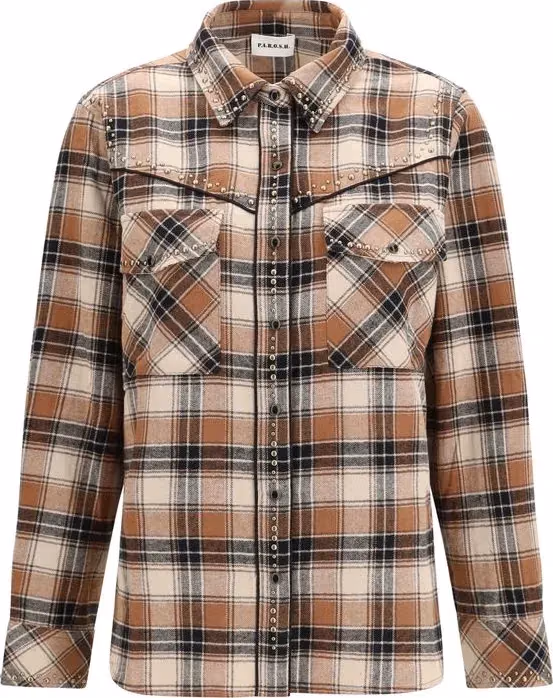 P.A.R.O.S.H. Brown Cotton Pattern Shirt