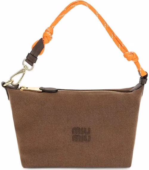 Miu Miu Brown Cotton Shoulder Bag