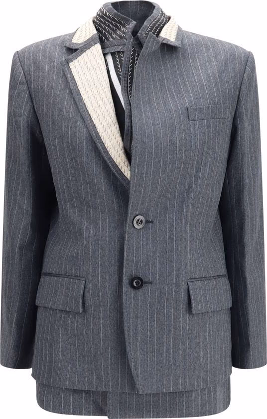 Sacai Gray Wool Oves Aries Jacket