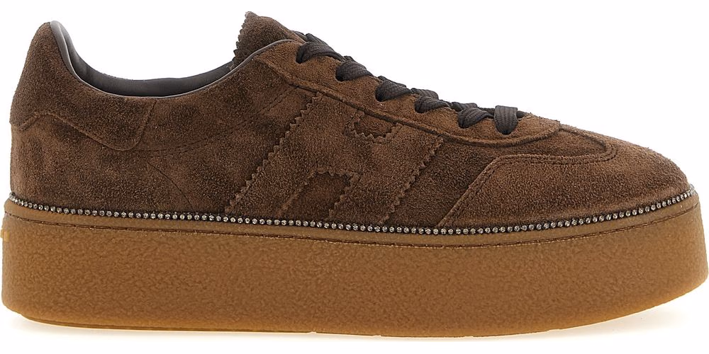 Hogan Brown Calfskin Platform Sneakers