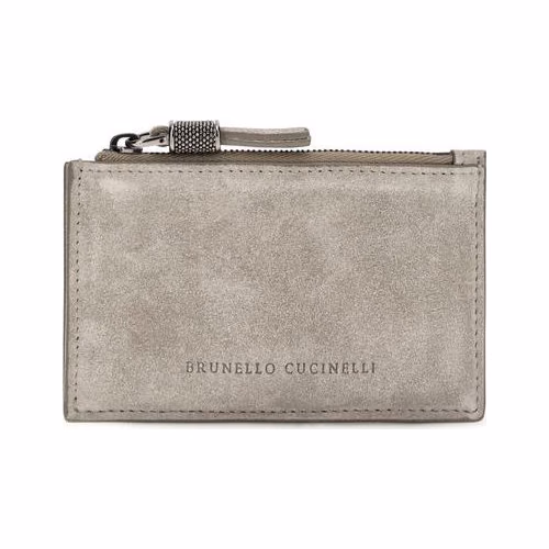 Brunello Cucinelli Gray Calf Leather Bos Taurus Wallet