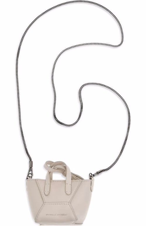 Brunello Cucinelli Beige Calf Leather Bos Taurus Shoulder Bag