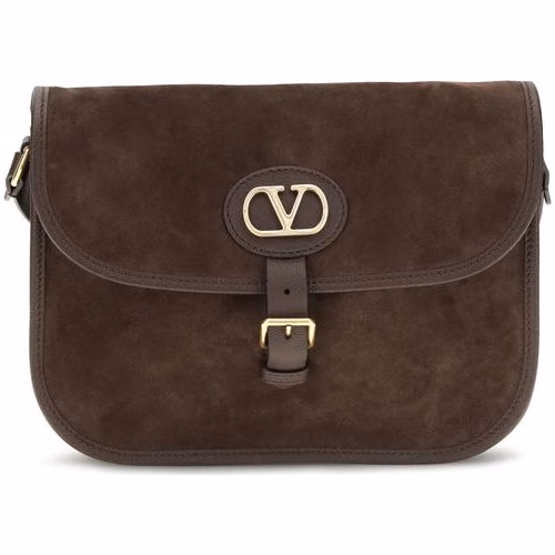 Valentino Garavani Brown Calf Leather Bos Taurus Shoulder Bag