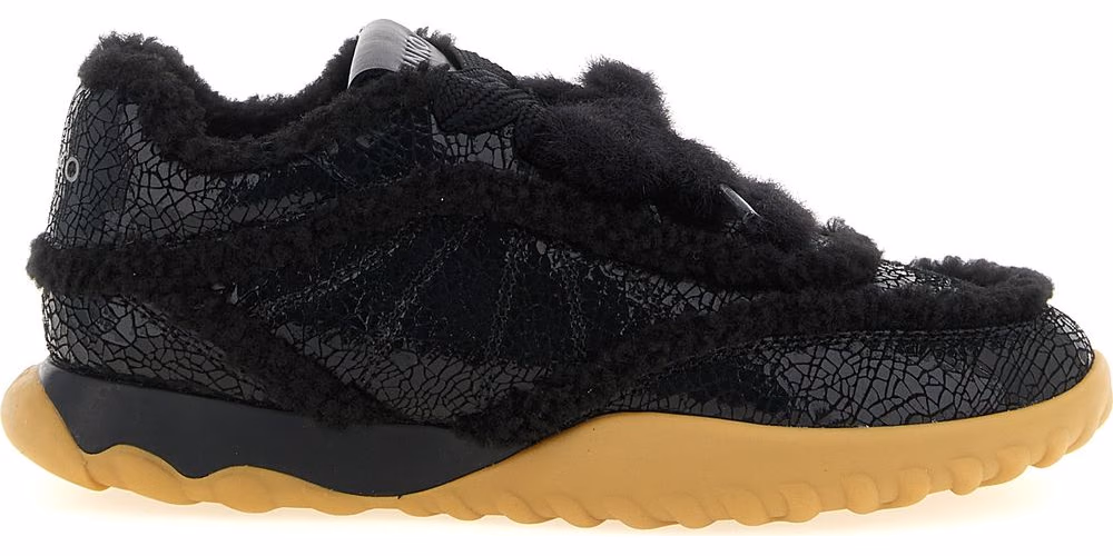 PINKO Black Cowhide Chunky Sneakers