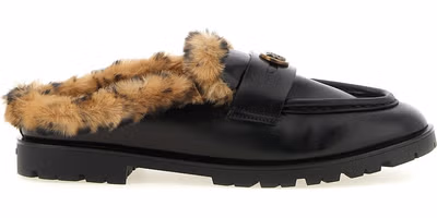 Black Cowhide Mules