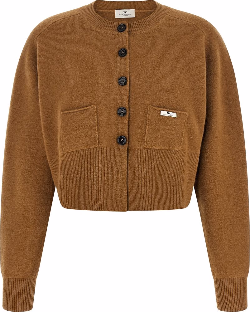 Elisabetta Franchi Brown Wool Cardigan