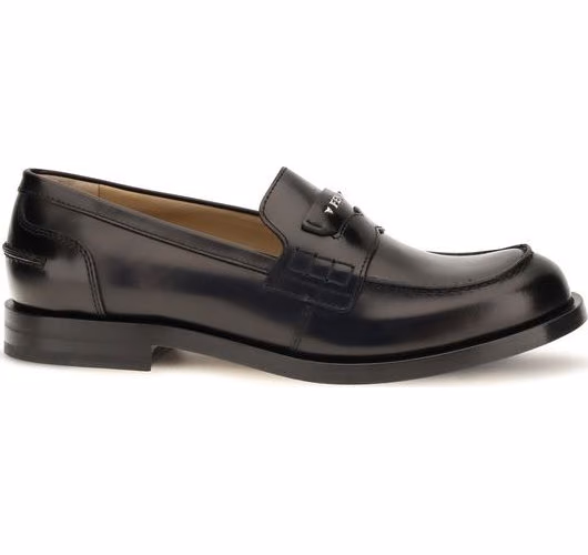 Fendi Black Calf Leather Bos Taurus Slip-On Loafers