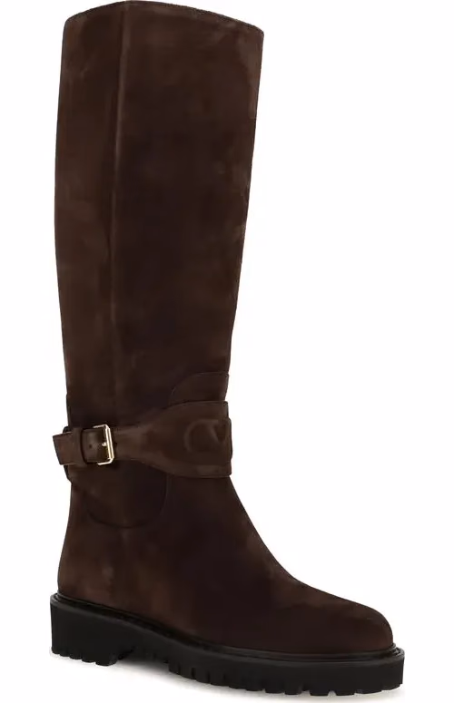 Valentino Garavani Brown Calf Leather Bos Taurus Flat Boots