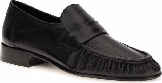 The Row Black Calf Leather Bos Taurus Slip-On Loafers
