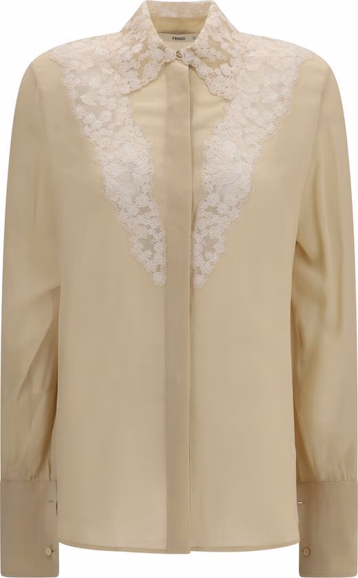 Fendi Beige Silk Dress Shirt