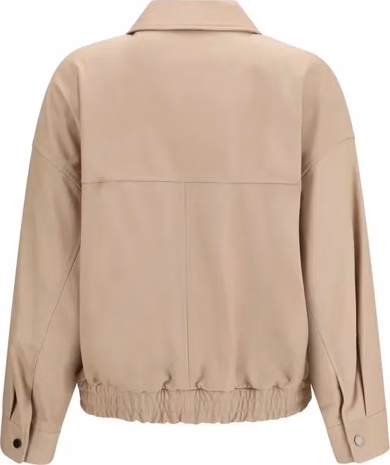 Brunello Cucinelli Beige Leather Leather Jacket