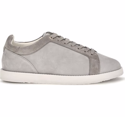Gray Suede Leather Low Top Sneakers