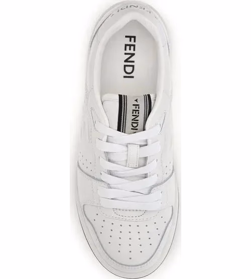 Fendi White Calf Leather Bos Taurus Athletic Sneakers