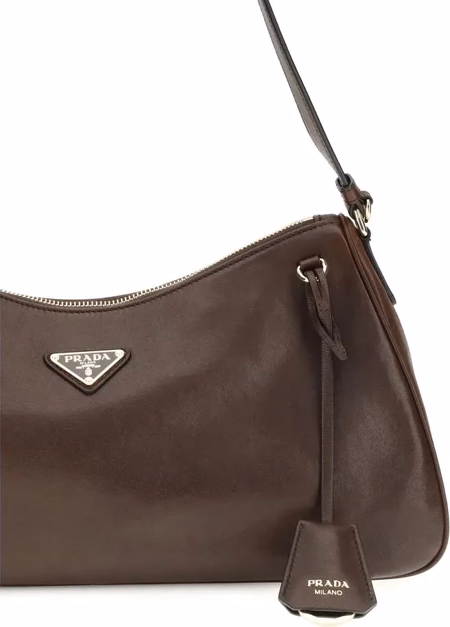 Prada Brown Calf Leather Bos Taurus Shoulder Bag