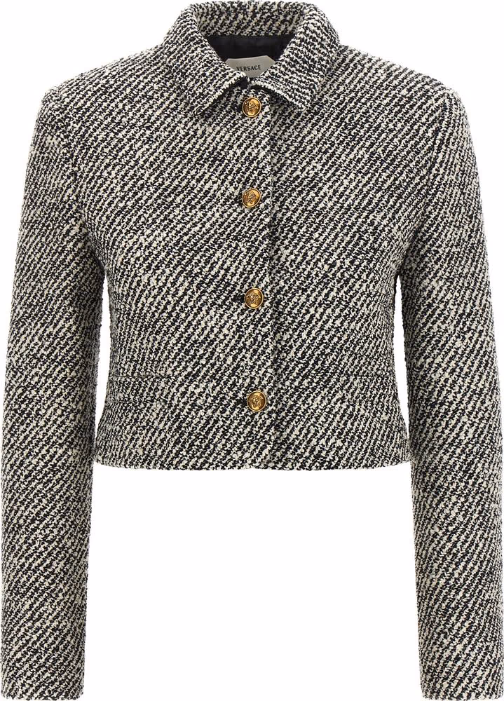 Versace Bicolor Virgin Wool Full-Length Jacket