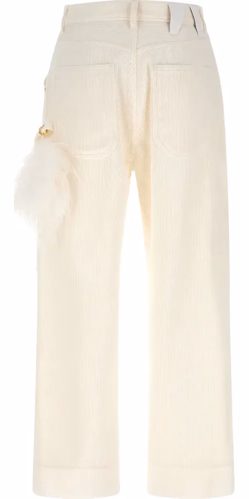 Darkpark White Cotton Casual Pants