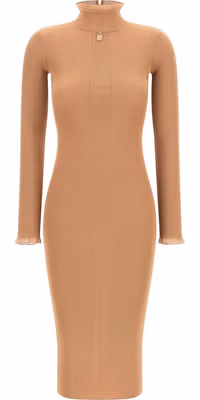 Beige Viscose Midi Dress