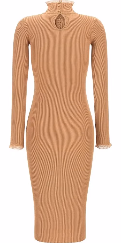 Elisabetta Franchi Beige Viscose Midi Dress
