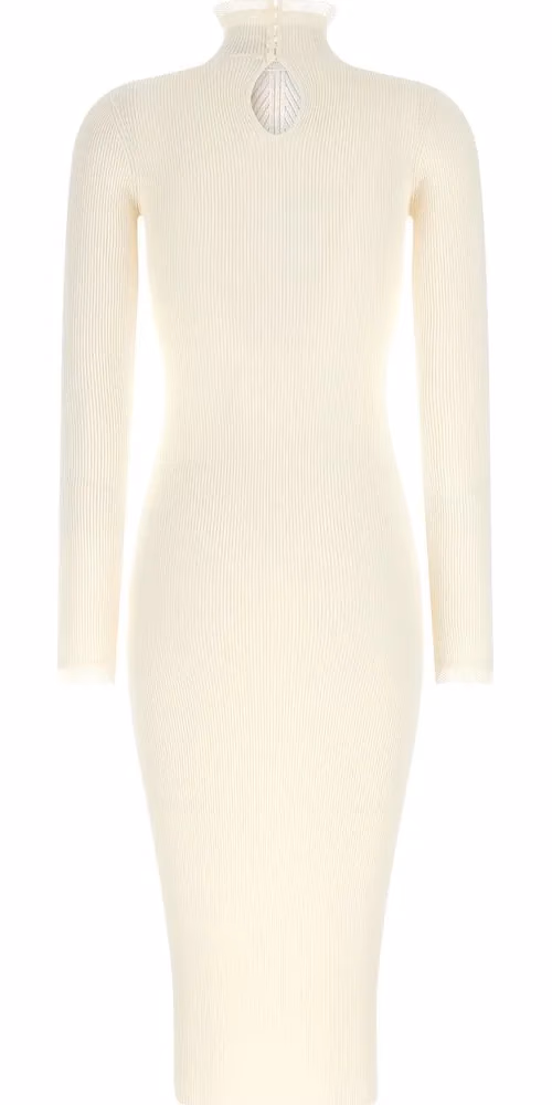 Elisabetta Franchi White Viscose Midi Dress