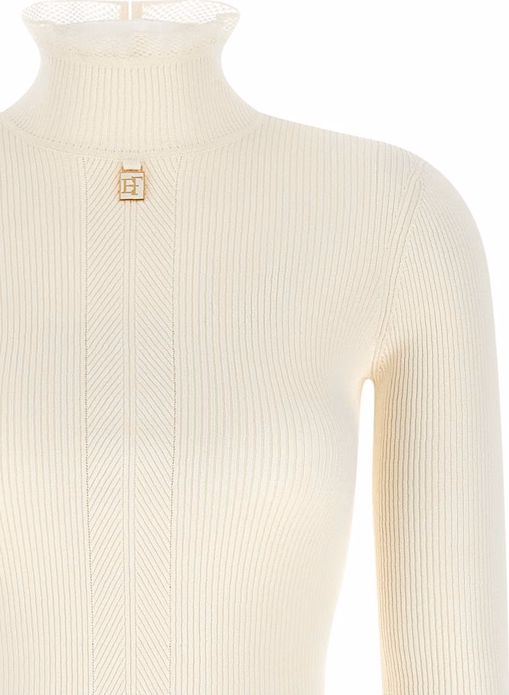 Elisabetta Franchi White Viscose Midi Dress