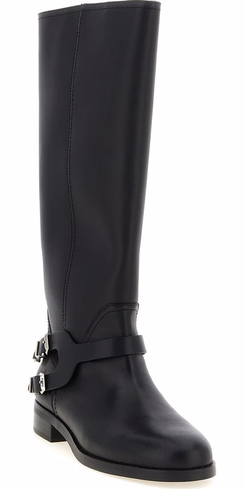 PINKO Black Cowhide Over The Knee