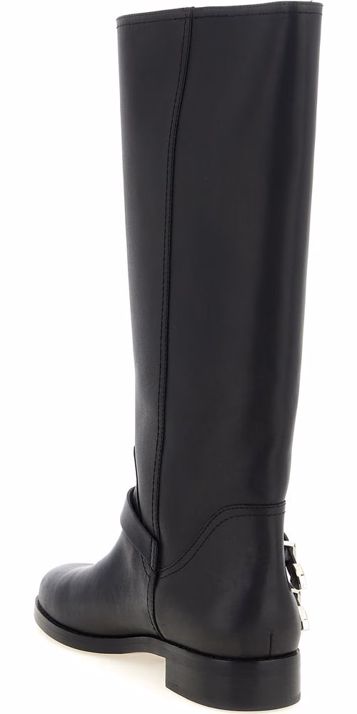 PINKO Black Cowhide Over The Knee
