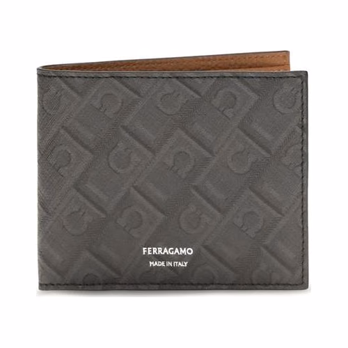 Ferragamo Gray Calf Leather Bos Taurus Wallet